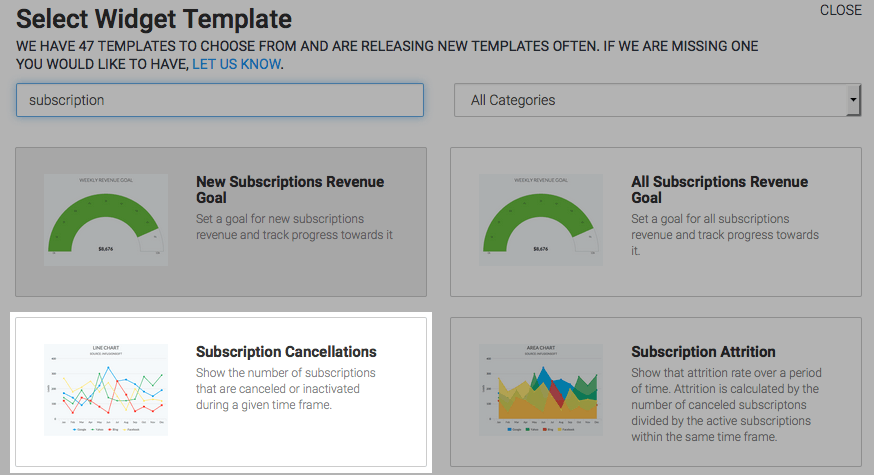 search the template library for the subscription cancellations template