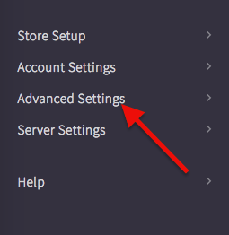 Click Advanced Settings from the sidebar in your Big Commerce account.