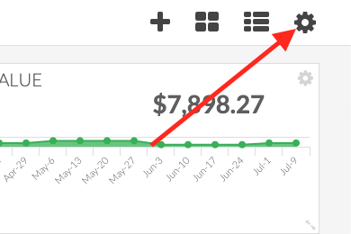 To begin to set up for dashboard emails, open up Graphly and navigate to the board you would like to be emailed. Click the "Gear" icon and select "Board".