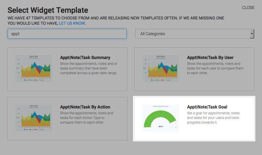 search for the report in the template library