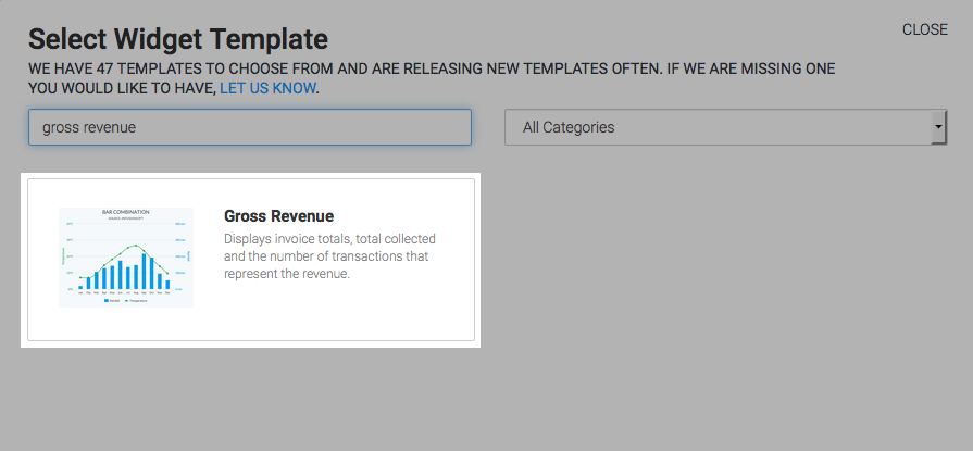 select the gross revenue template from the template library