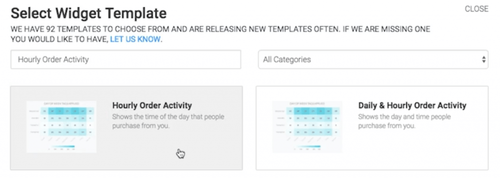 Select the Hourly Order Activity template from the template library.