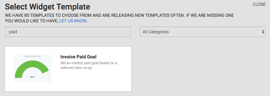 Invoice Paid Goal template highlighted in the template library.