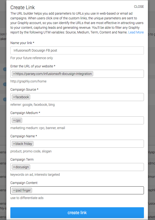 steps to create the utm parameters in the url