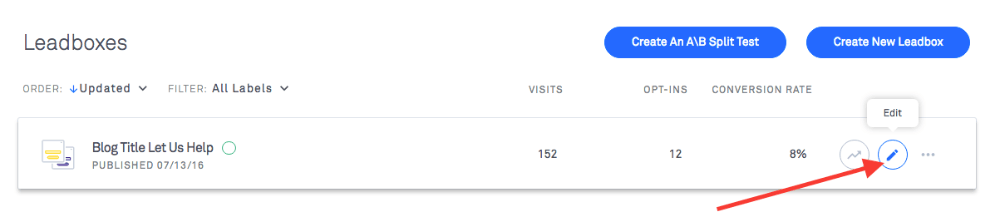 Click on the pencil to edit your leadbox.