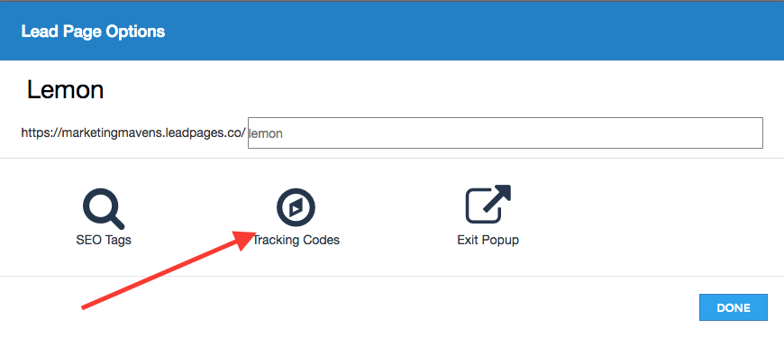 click the tracking codes option in the middle of the page