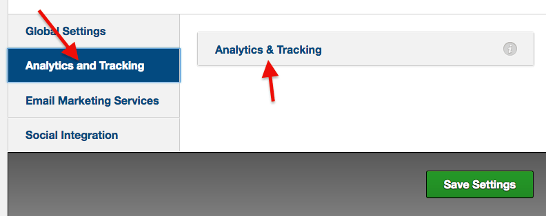 click analytics and tracking section and then click analytics & tracking