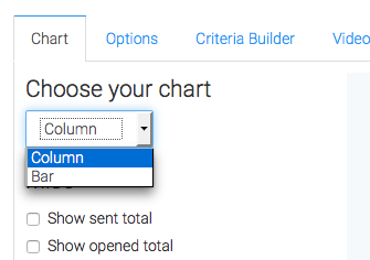Under the Chart tab you'll see the options for Column or Bar