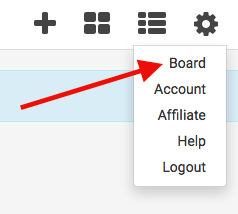 Click on Board in the dropdown to share a dashboard