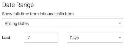 Now let's head to the "Options" tab. First, you can select your date range to choose your Inbound Talk time from.