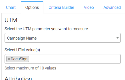 parameter type selected and UTM variables entered 