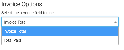 Under the Invoice options you can choose between total invoice and total paid.