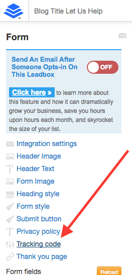 From here, click on the "Tracking code" menu item on the  side bar. For the Web Tracker