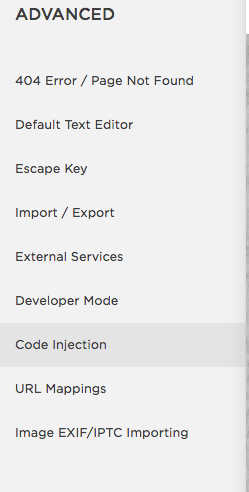 click code injection from the advanced menu