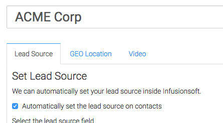 Name the web tracker account something you'll remember and check Automatically set the lead source on contacts