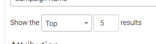 Show which results you would like to see in Top Tag Attribution