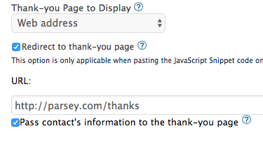 Enter your Thank-you page url and check the box beneath it for the Graphly Web Tracker integration