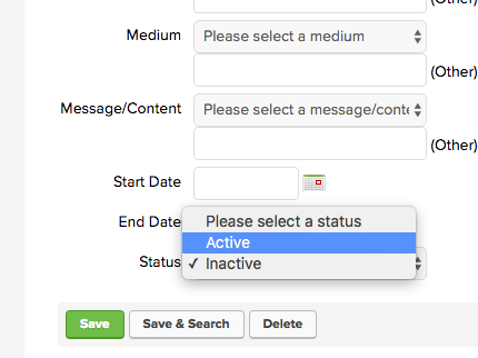 From here go down to the Status dropdown menu and choose "Active".