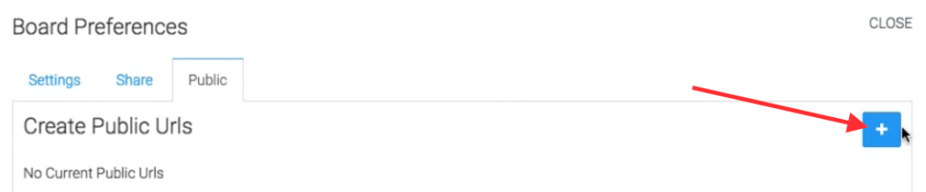 click the blue plus button to create a public dashboard URL