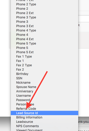 select the lead source Id option as the field