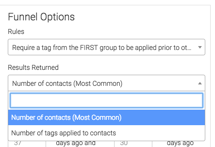 Next, under the Funnel Options Section, select the value you want to track. Number of contacts is the most common.