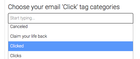 select the click tag category