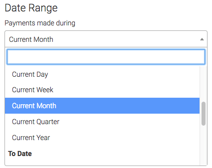 Date range options.