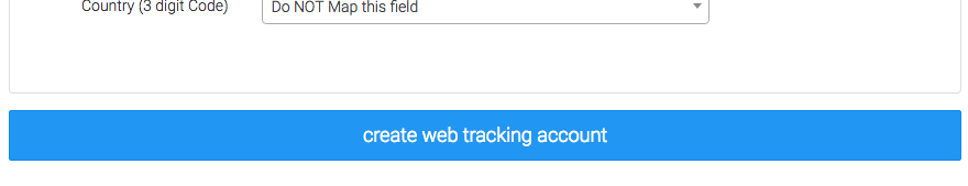 Click on the create web tracking account button at the bottom