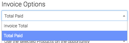 Under invoice options you can select invoice total or total paid