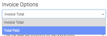 Invoice option set to Total Paid.