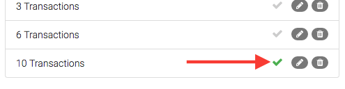 Arrow pointed to checked transaction.