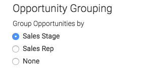 Select how you want the opportunities grouped. 