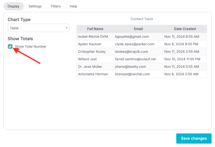 How to set up the Contact Table Report | Graphly