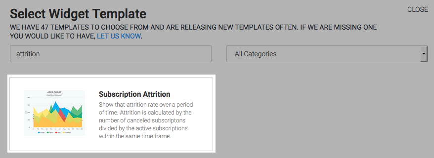 Select the Subscription Attrition template from the template library.