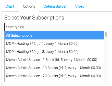 Subscription dropdown shown